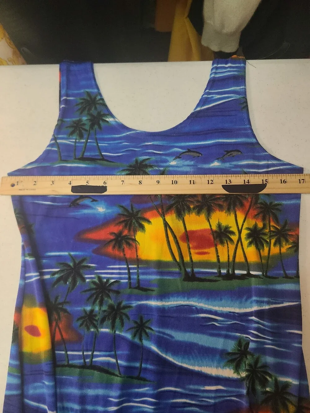 Vintage Cocos Family Tropical Dolphin Sunset Mini Dress XL